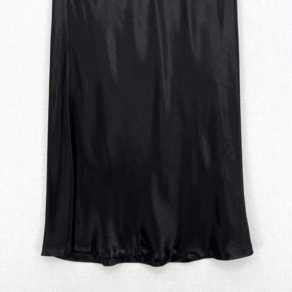 ENZA COSTA Satin Bias Cut Skirt Womens Small 1 Black Midi Pull on Slip Maxi NWOT - Picture 8 of 16